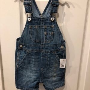 NEW Baby Gap Denim Short Overalls Size 12-18M